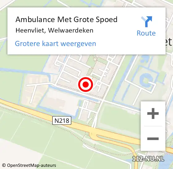 Locatie op kaart van de 112 melding: Ambulance Met Grote Spoed Naar Heenvliet, Welwaerdeken op 19 september 2024 13:17