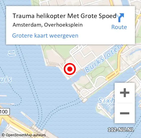 Locatie op kaart van de 112 melding: Trauma helikopter Met Grote Spoed Naar Amsterdam, Overhoeksplein op 19 september 2024 13:17