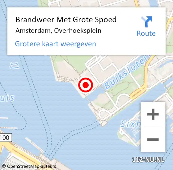 Locatie op kaart van de 112 melding: Brandweer Met Grote Spoed Naar Amsterdam, Overhoeksplein op 19 september 2024 13:18