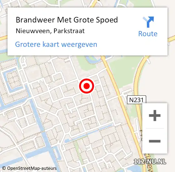 Locatie op kaart van de 112 melding: Brandweer Met Grote Spoed Naar Nieuwveen, Parkstraat op 19 september 2024 13:27