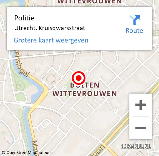 Locatie op kaart van de 112 melding: Politie Utrecht, Kruisdwarsstraat op 20 oktober 2014 16:40