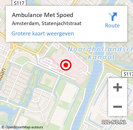 Locatie op kaart van de 112 melding: Ambulance Met Spoed Naar Amsterdam, Statenjachtstraat op 19 september 2024 13:48