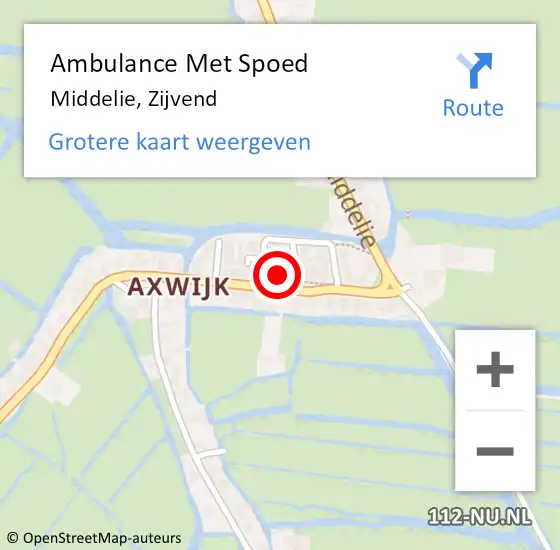 Locatie op kaart van de 112 melding: Ambulance Met Spoed Naar Middelie, Zijvend op 19 september 2024 14:03