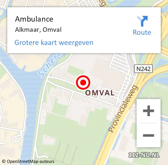 Locatie op kaart van de 112 melding: Ambulance Alkmaar, Omval op 19 september 2024 14:04