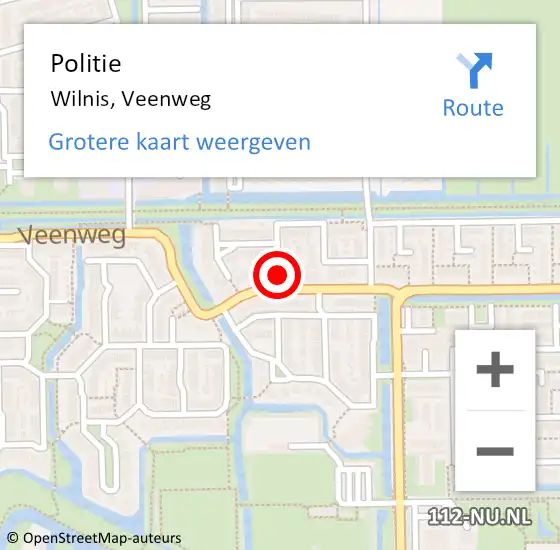 Locatie op kaart van de 112 melding: Politie Wilnis, Veenweg op 19 september 2024 14:11