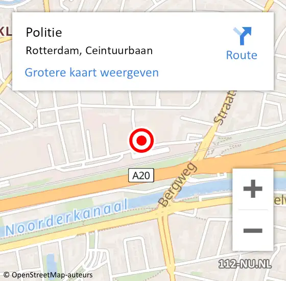 Locatie op kaart van de 112 melding: Politie Rotterdam, Ceintuurbaan op 19 september 2024 14:40