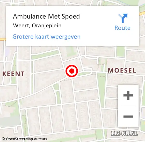 Locatie op kaart van de 112 melding: Ambulance Met Spoed Naar Weert, Oranjeplein op 19 september 2024 14:48