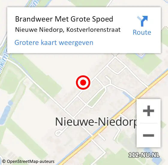 Locatie op kaart van de 112 melding: Brandweer Met Grote Spoed Naar Nieuwe Niedorp, Kostverlorenstraat op 19 september 2024 14:50