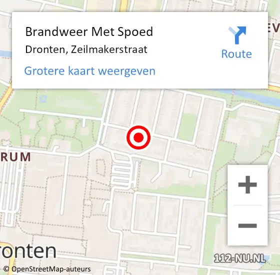 Locatie op kaart van de 112 melding: Brandweer Met Spoed Naar Dronten, Zeilmakerstraat op 19 september 2024 14:54