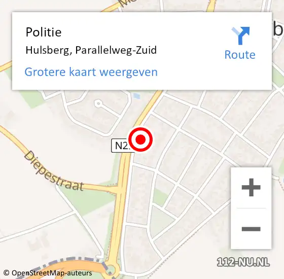 Locatie op kaart van de 112 melding: Politie Hulsberg, Parallelweg-Zuid op 19 september 2024 14:55