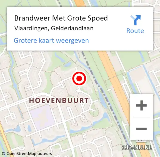 Locatie op kaart van de 112 melding: Brandweer Met Grote Spoed Naar Vlaardingen, Gelderlandlaan op 19 september 2024 15:09