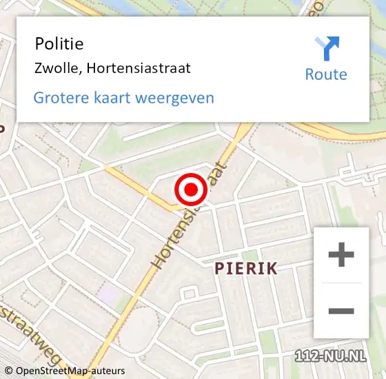 Locatie op kaart van de 112 melding: Politie Zwolle, Hortensiastraat op 19 september 2024 15:24