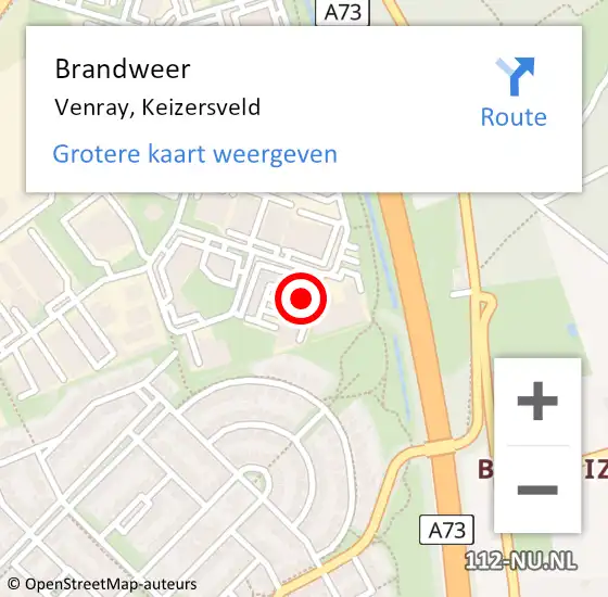 Locatie op kaart van de 112 melding: Brandweer Venray, Keizersveld op 19 september 2024 15:25