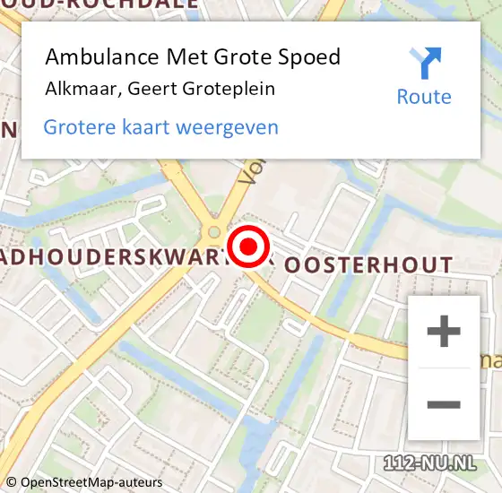 Locatie op kaart van de 112 melding: Ambulance Met Grote Spoed Naar Alkmaar, Geert Groteplein op 19 september 2024 15:37