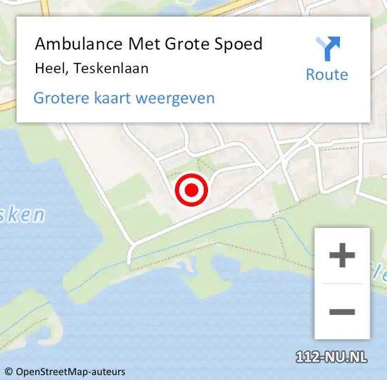 Locatie op kaart van de 112 melding: Ambulance Met Grote Spoed Naar Heel, Teskenlaan op 19 september 2024 15:42