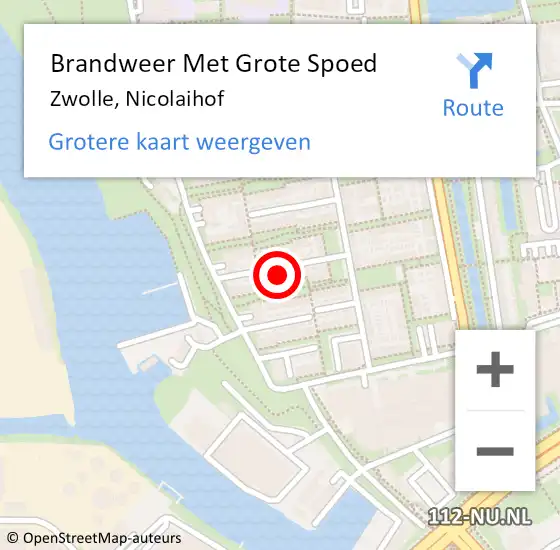 Locatie op kaart van de 112 melding: Brandweer Met Grote Spoed Naar Zwolle, Nicolaihof op 19 september 2024 15:49