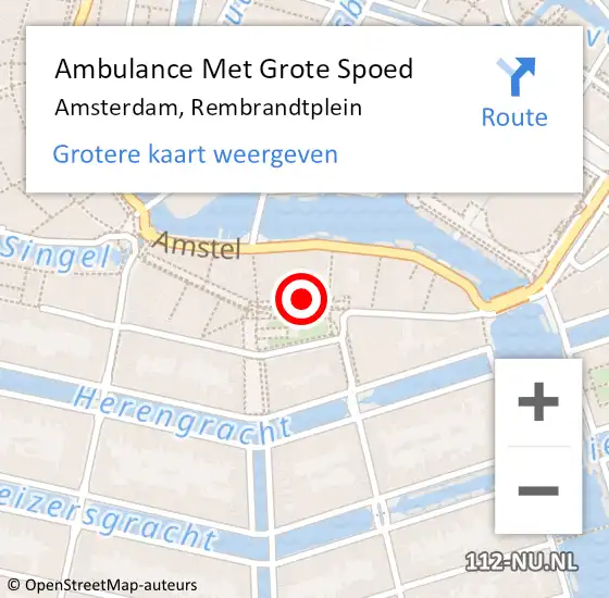 Locatie op kaart van de 112 melding: Ambulance Met Grote Spoed Naar Amsterdam, Rembrandtplein op 19 september 2024 15:53