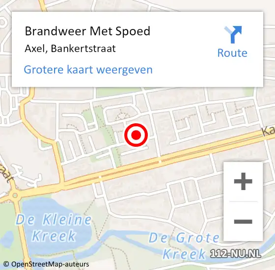 Locatie op kaart van de 112 melding: Brandweer Met Spoed Naar Axel, Bankertstraat op 19 september 2024 16:03