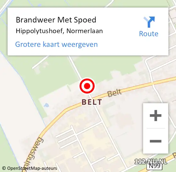 Locatie op kaart van de 112 melding: Brandweer Met Spoed Naar Hippolytushoef, Normerlaan op 19 september 2024 16:06