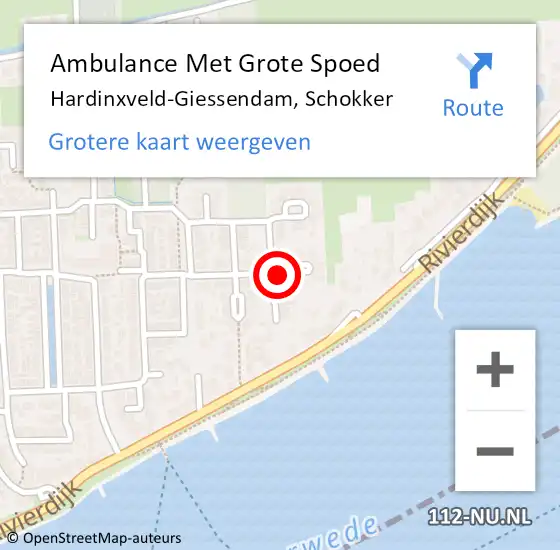 Locatie op kaart van de 112 melding: Ambulance Met Grote Spoed Naar Hardinxveld-Giessendam, Schokker op 19 september 2024 16:10