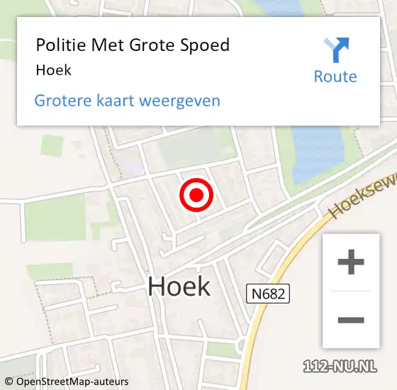 Locatie op kaart van de 112 melding: Politie Met Grote Spoed Naar Hoek op 19 september 2024 16:14