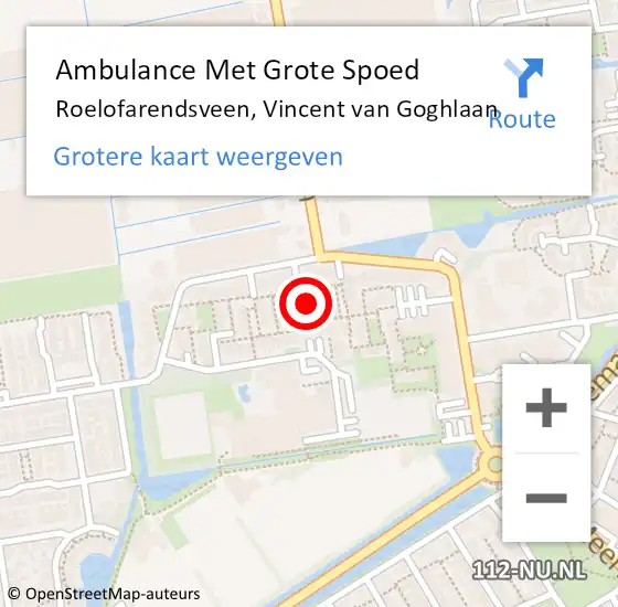 Locatie op kaart van de 112 melding: Ambulance Met Grote Spoed Naar Roelofarendsveen, Vincent van Goghlaan op 19 september 2024 16:52