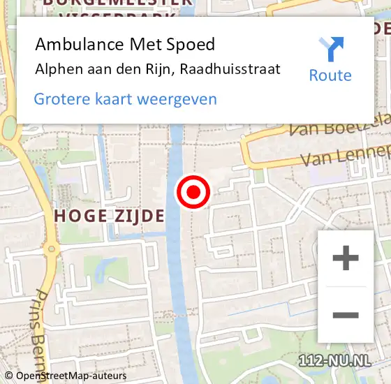 Locatie op kaart van de 112 melding: Ambulance Met Spoed Naar Alphen aan den Rijn, Raadhuisstraat op 19 september 2024 16:53