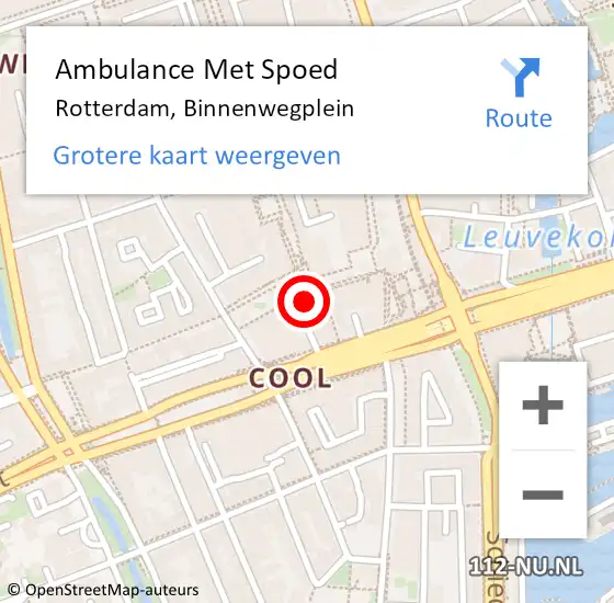 Locatie op kaart van de 112 melding: Ambulance Met Spoed Naar Rotterdam, Binnenwegplein op 19 september 2024 16:54