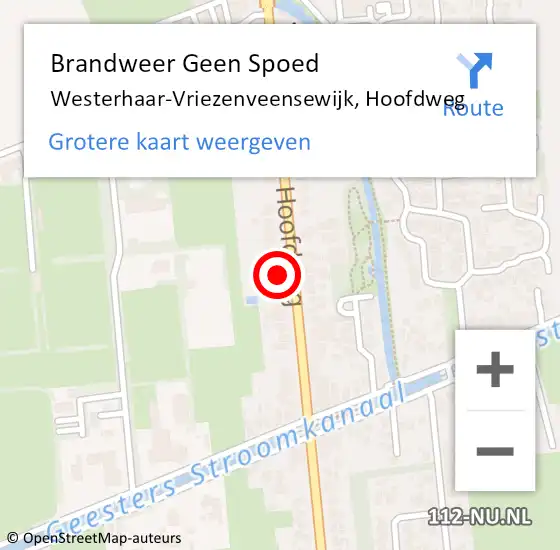 Locatie op kaart van de 112 melding: Brandweer Geen Spoed Naar Westerhaar-Vriezenveensewijk, Hoofdweg op 19 september 2024 16:56