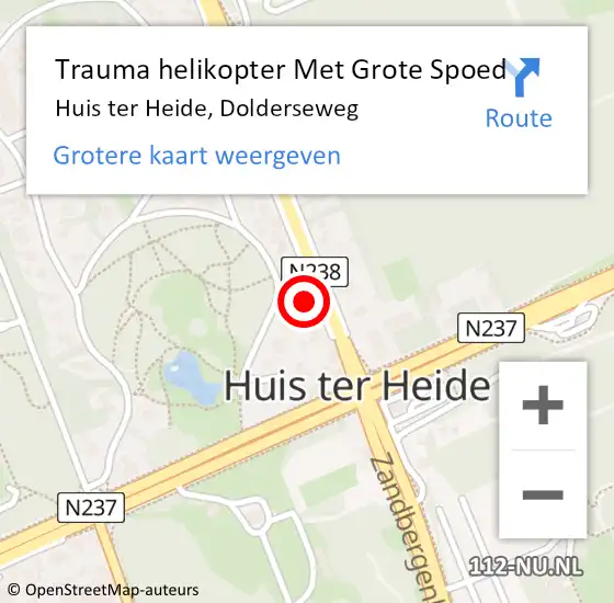 Locatie op kaart van de 112 melding: Trauma helikopter Met Grote Spoed Naar Huis ter Heide, Dolderseweg op 19 september 2024 16:59