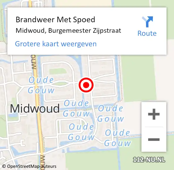 Locatie op kaart van de 112 melding: Brandweer Met Spoed Naar Midwoud, Burgemeester Zijpstraat op 19 september 2024 17:04