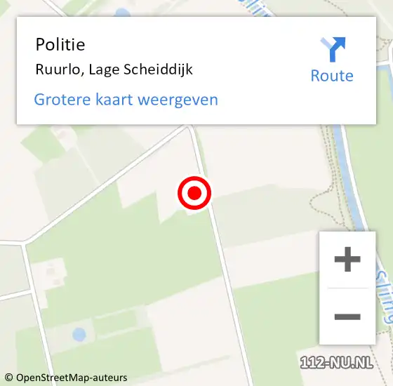 Locatie op kaart van de 112 melding: Politie Ruurlo, Lage Scheiddijk op 19 september 2024 17:06