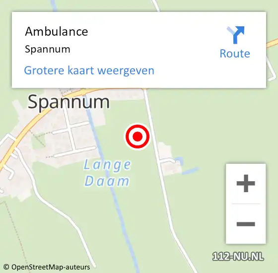 Locatie op kaart van de 112 melding: Ambulance Spannum op 19 september 2024 17:07