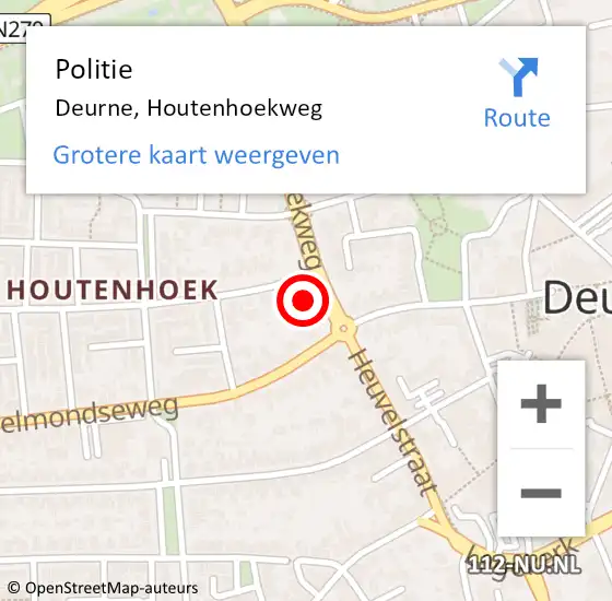 Locatie op kaart van de 112 melding: Politie Deurne, Houtenhoekweg op 19 september 2024 17:11