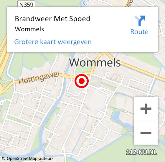 Locatie op kaart van de 112 melding: Brandweer Met Spoed Naar Wommels op 19 september 2024 17:12