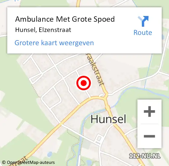 Locatie op kaart van de 112 melding: Ambulance Met Grote Spoed Naar Hunsel, Elzenstraat op 19 september 2024 17:23