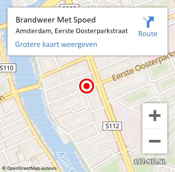 Locatie op kaart van de 112 melding: Brandweer Met Spoed Naar Amsterdam, Eerste Oosterparkstraat op 19 september 2024 17:25