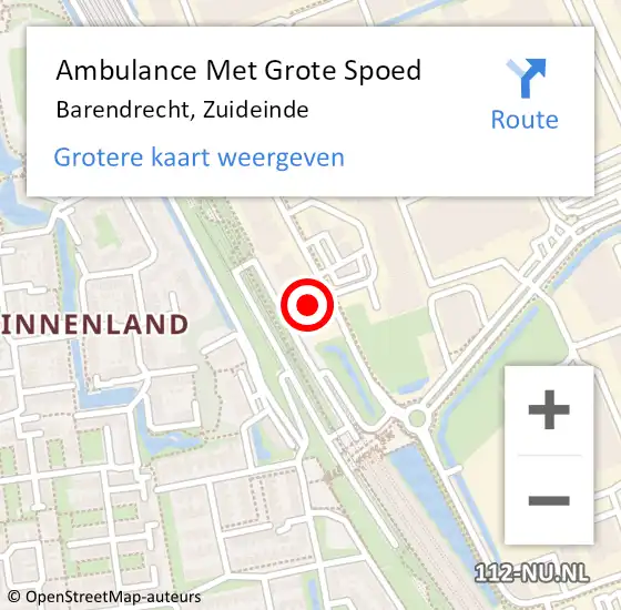 Locatie op kaart van de 112 melding: Ambulance Met Grote Spoed Naar Barendrecht, Zuideinde op 19 september 2024 17:26