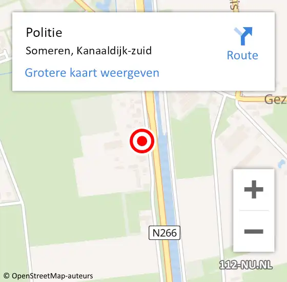 Locatie op kaart van de 112 melding: Politie Someren, Kanaaldijk-zuid op 19 september 2024 17:27