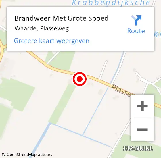 Locatie op kaart van de 112 melding: Brandweer Met Grote Spoed Naar Waarde, Plasseweg op 19 september 2024 17:27