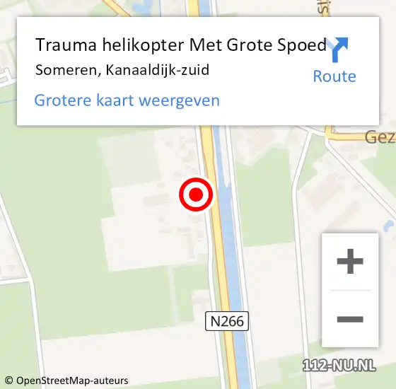 Locatie op kaart van de 112 melding: Trauma helikopter Met Grote Spoed Naar Someren, Kanaaldijk-zuid op 19 september 2024 17:30