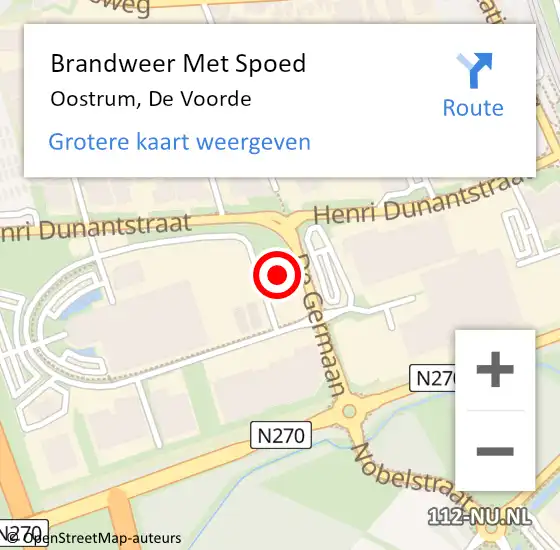 Locatie op kaart van de 112 melding: Brandweer Met Spoed Naar Oostrum, De Voorde op 19 september 2024 17:32