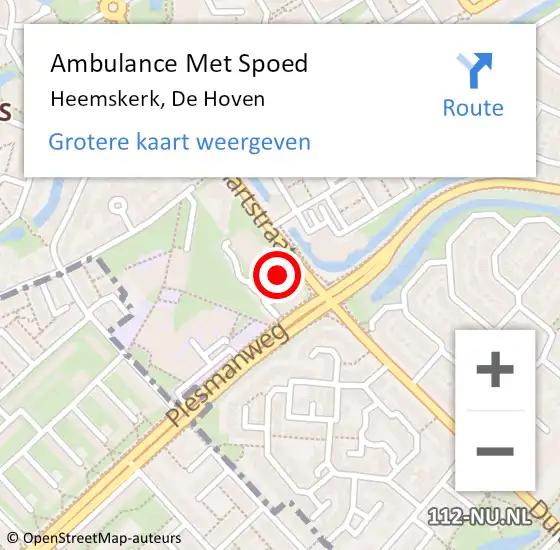 Locatie op kaart van de 112 melding: Ambulance Met Spoed Naar Heemskerk, De Hoven op 19 september 2024 17:34