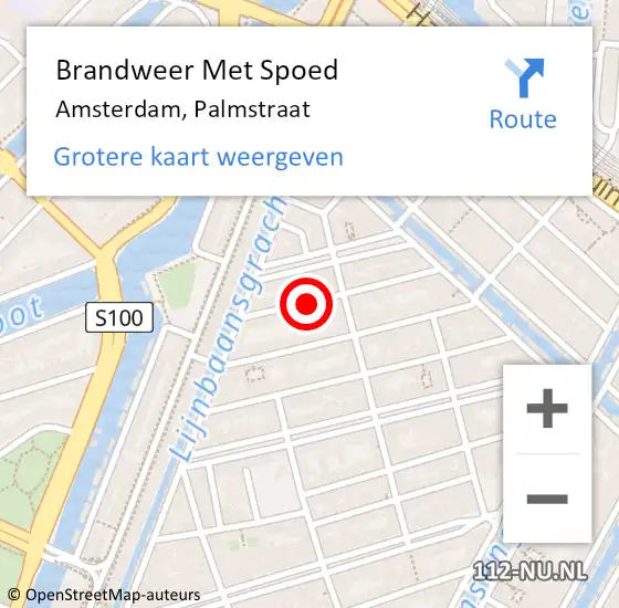 Locatie op kaart van de 112 melding: Brandweer Met Spoed Naar Amsterdam, Palmstraat op 19 september 2024 17:35