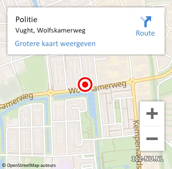 Locatie op kaart van de 112 melding: Politie Vught, Wolfskamerweg op 19 september 2024 17:36