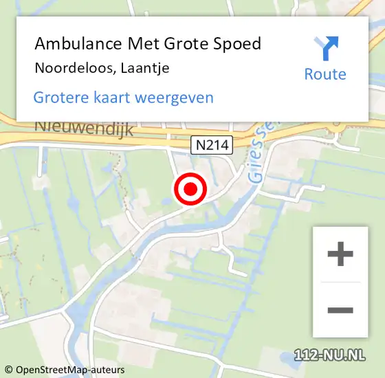 Locatie op kaart van de 112 melding: Ambulance Met Grote Spoed Naar Noordeloos, Laantje op 19 september 2024 17:46