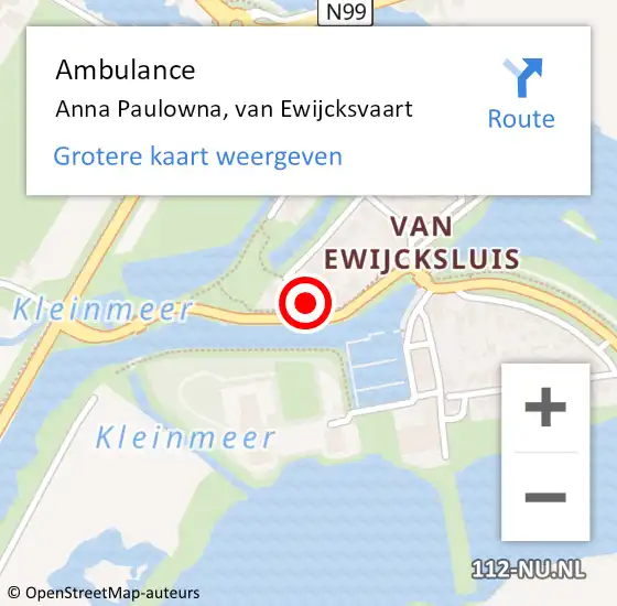 Locatie op kaart van de 112 melding: Ambulance Anna Paulowna, van Ewijcksvaart op 19 september 2024 17:46