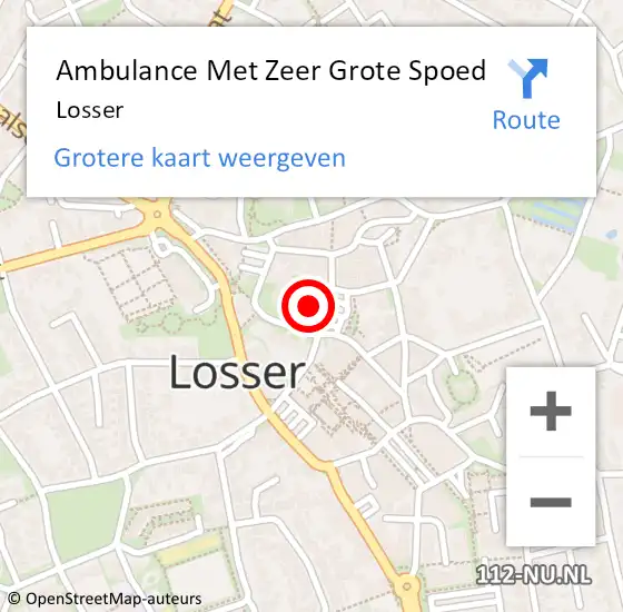 Locatie op kaart van de 112 melding: Ambulance Met Zeer Grote Spoed Naar Losser op 19 september 2024 18:02