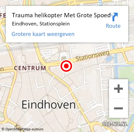 Locatie op kaart van de 112 melding: Trauma helikopter Met Grote Spoed Naar Eindhoven, Stationsplein op 19 september 2024 18:05