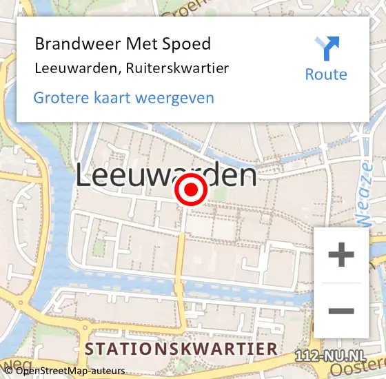 Locatie op kaart van de 112 melding: Brandweer Met Spoed Naar Leeuwarden, Ruiterskwartier op 19 september 2024 18:06